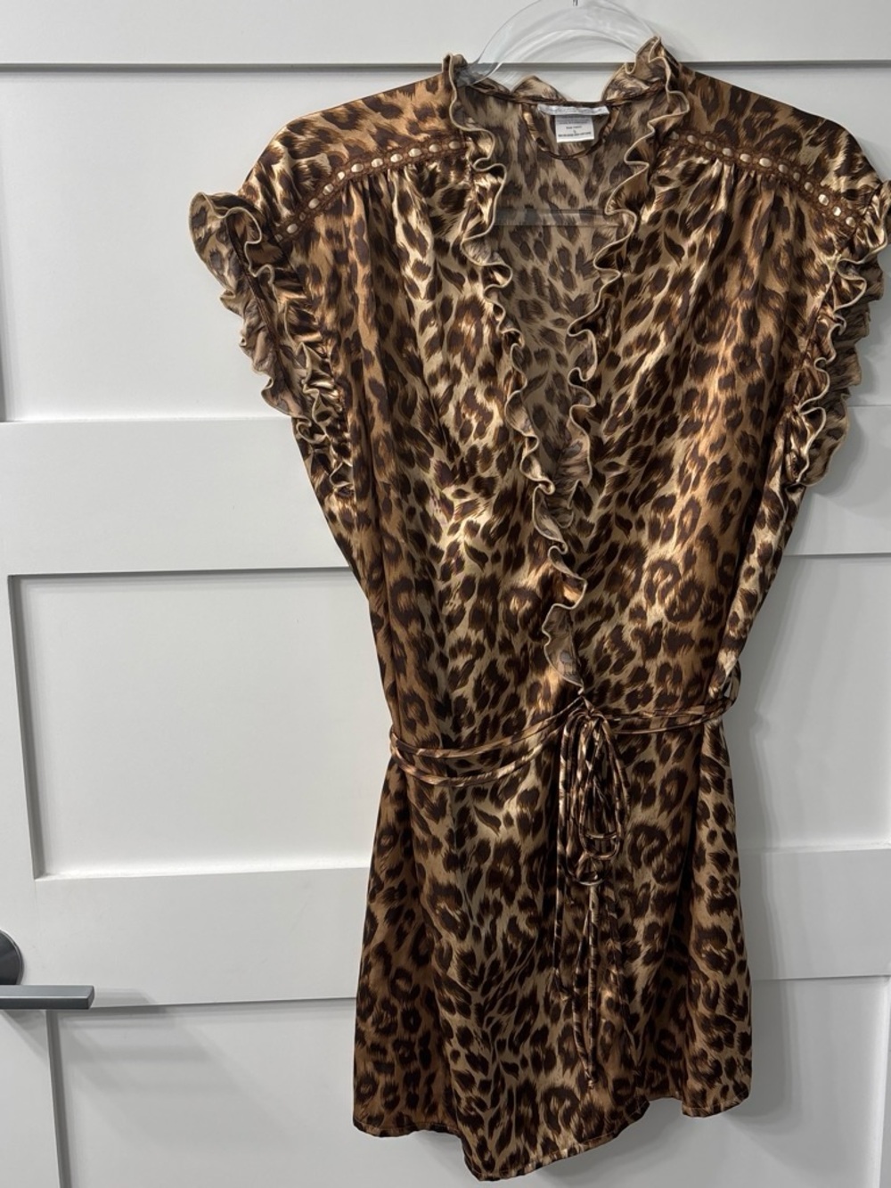 Vintage Euro Fairy Wrap Cinema Etoile Leopard Tunic Blouse
